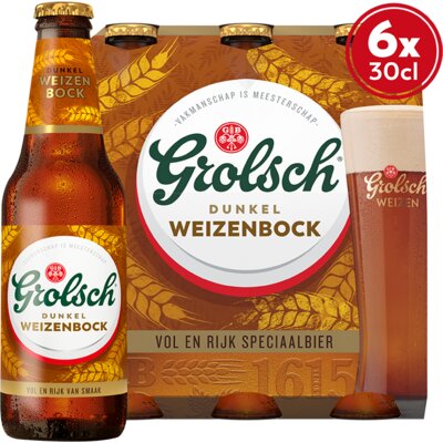 Aanbieding Grolsch Dunkel Weizenbock Sixpack 6x30cl