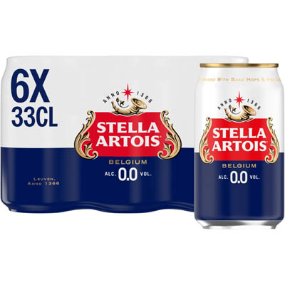 Aanbieding Stella Artois 0.0 Sixpack 6x33cl